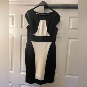 Maggy London Black and White Sophisticated and Flattering Sheath Dress - Size 14